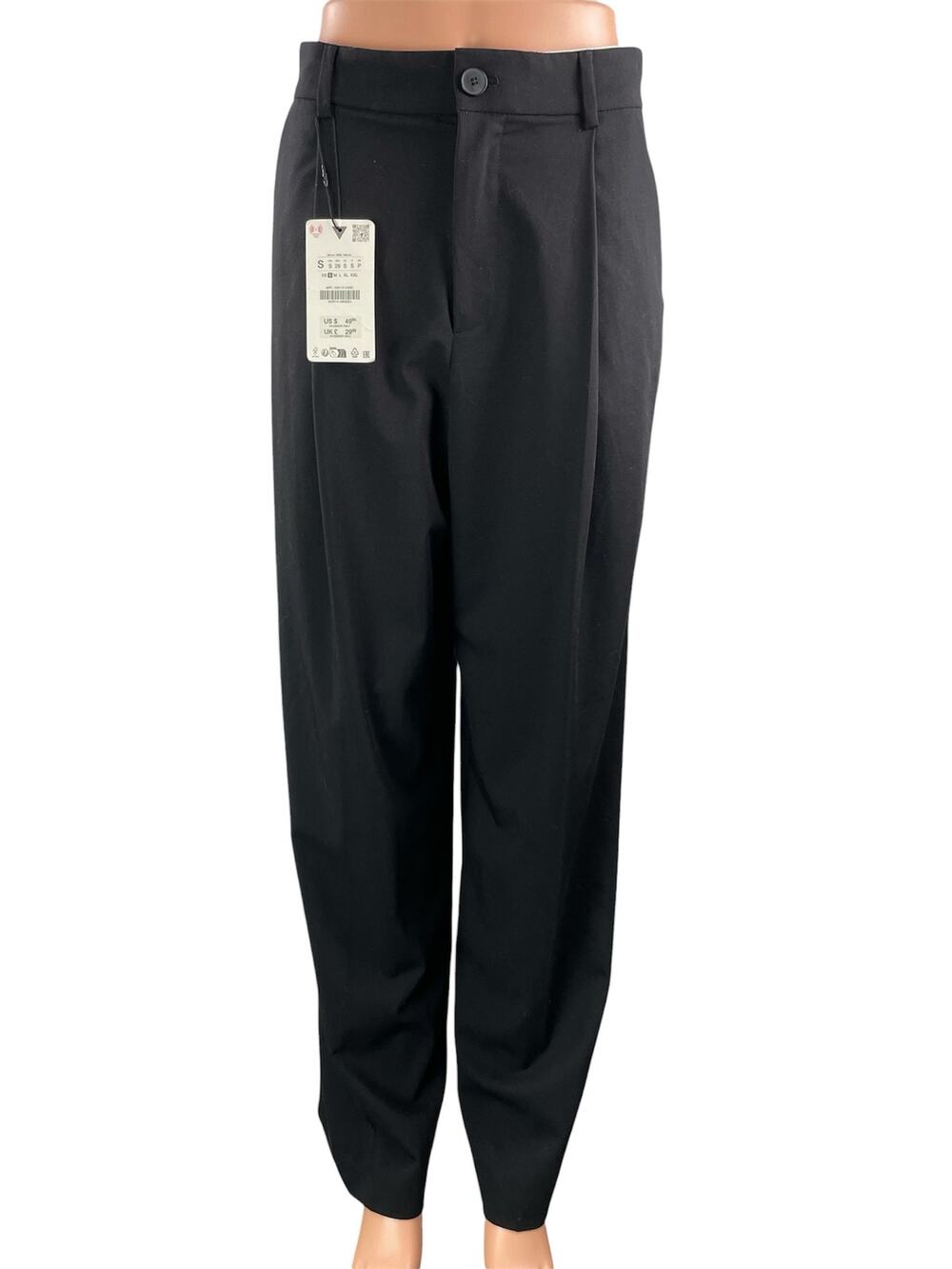 NEW Zara Women's Black High Rise Pleated Wide Leg Trousers Dress Pants Size S
